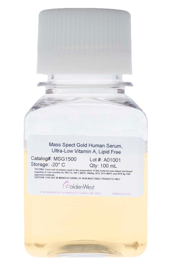 Golden West Diagnostics, LLC Mass Spect Gold Human Matrixes Mass Spect Gold Human Serum, Utra-Low Vitamin A, Lipid Free MSG1500