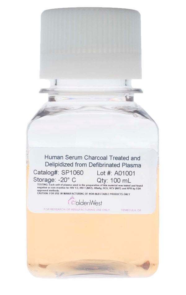 Golden West Diagnostics, LLC Processed Human Serums and Matrixes Human Serum Charcoal Treated and Delipidized from Defibrinated Plasma SP1060