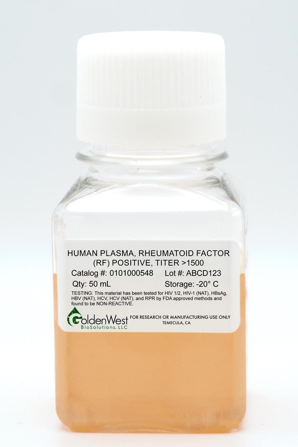 Human Plasma, Rheumatoid Factor (RF), Titer >1500 IU/ml