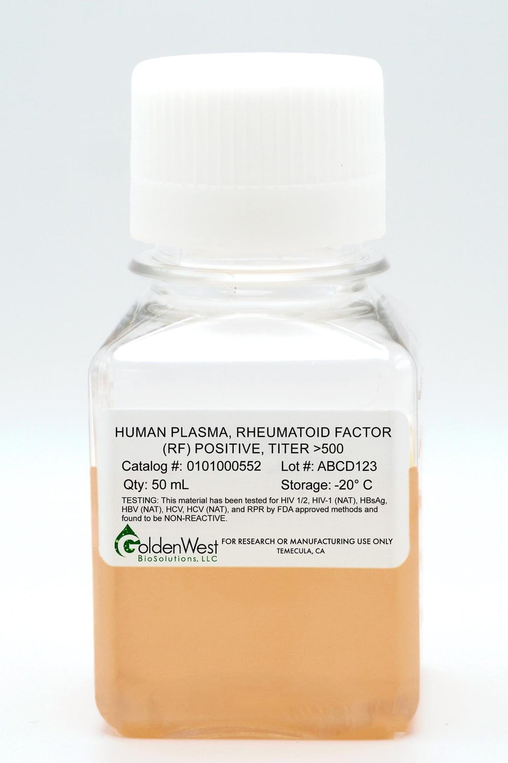 Human Plasma, Rheumatoid Factor (RF), Titer >500 IU/mL
