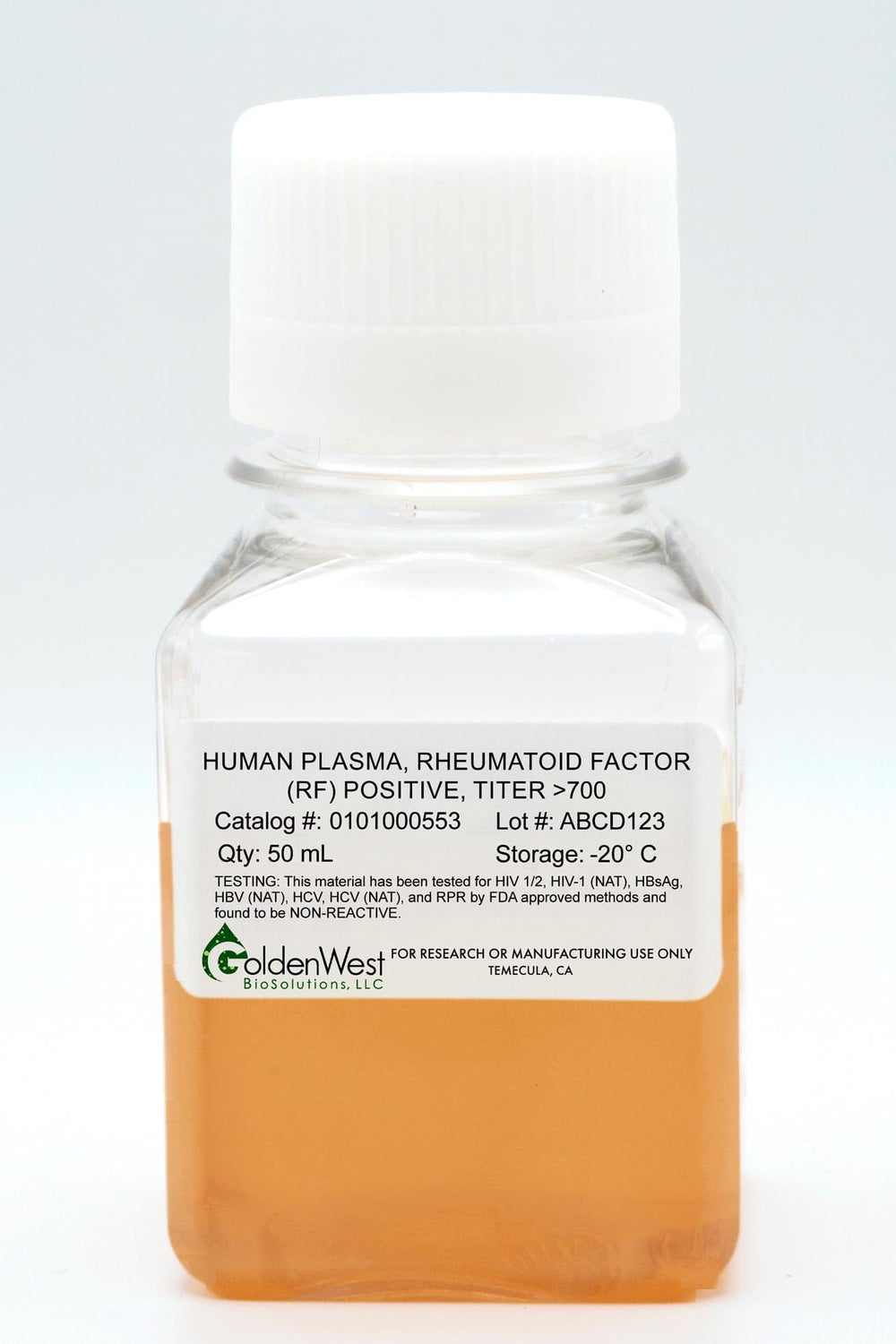 Human Plasma, Rheumatoid Factor (RF), Titer >700 IU/mL