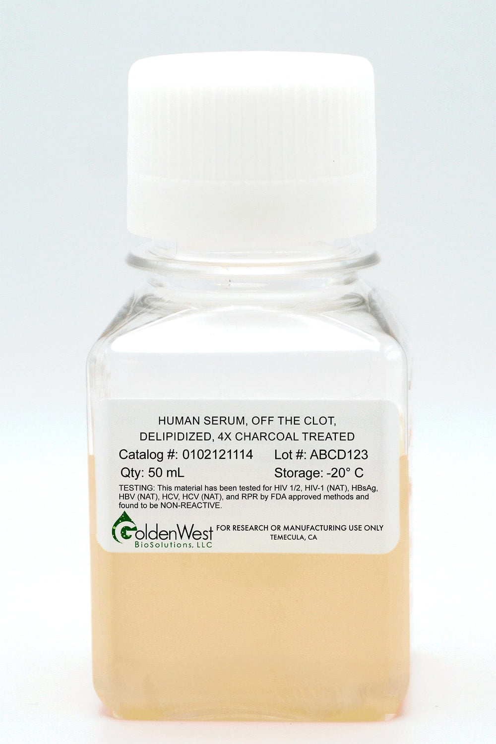 Human Serum, Off the Clot, Delipidized, 4x Charcoal Treated