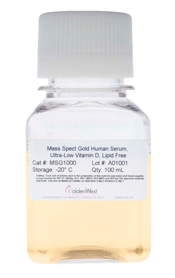 Golden West Diagnostics, LLC Mass Spect Gold Human Serum, Ultra-Low Vitamin D, Lipid Free 100 mL MSG1000