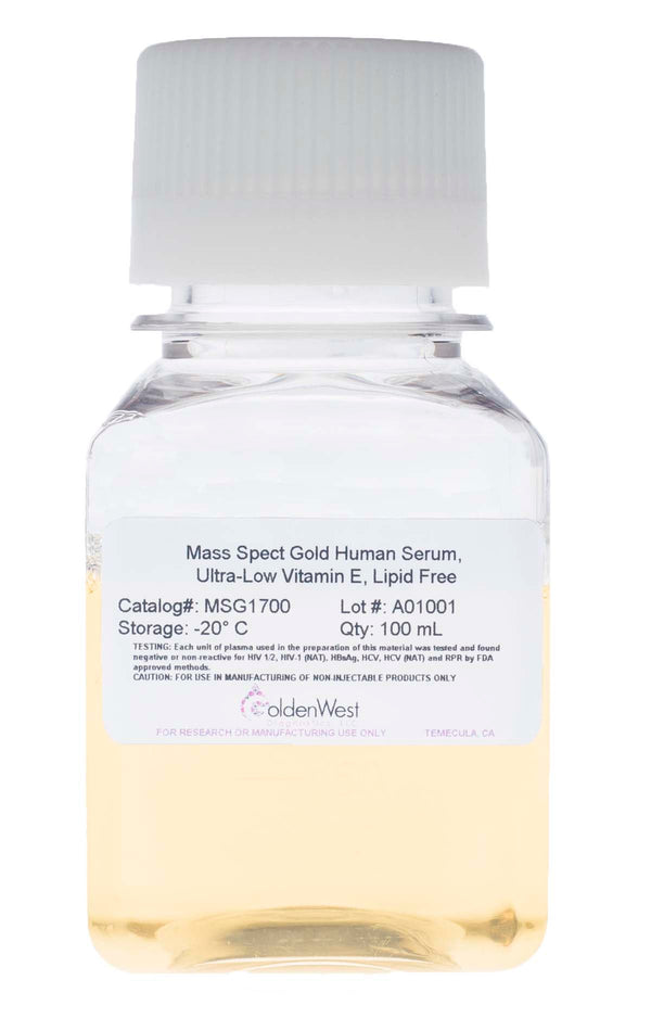 Golden West Diagnostics, LLC Mass Spect Gold Human Matrixes Mass Spect Gold Human Serum, Ultra-Low Vitamin E, Lipid Free MSG1700