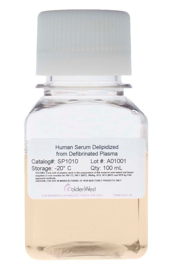 Golden West Diagnostics, LLC Processed Human Serums and Matrixes Human Serum Delipidized from Defibrinated Plasma SP1010