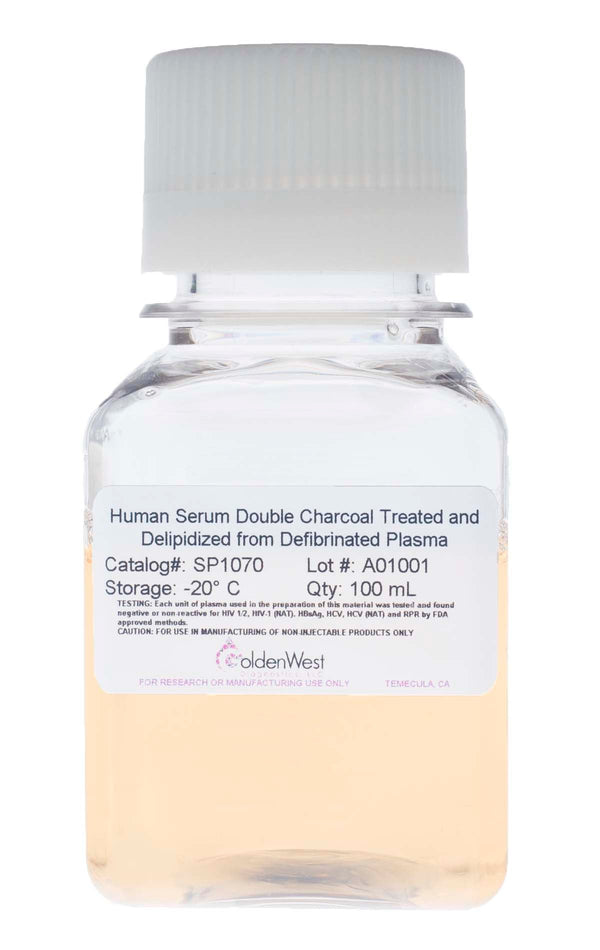 Golden West Diagnostics, LLC Processed Human Serums and Matrixes Human Serum Double Charcoal Treated and Delipidized from Defibrinated Plasma SP1070
