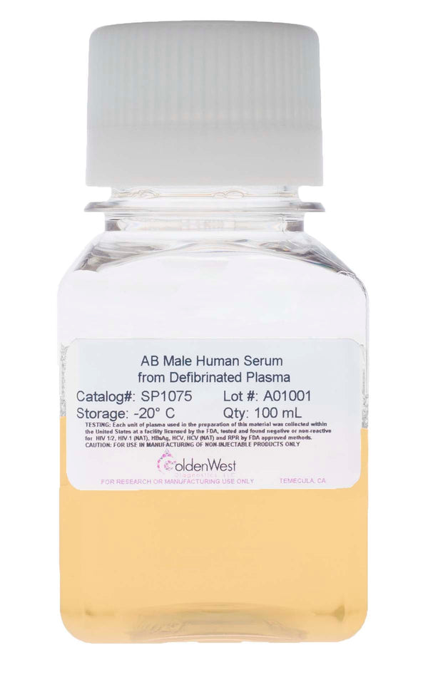 Golden West Diagnostics, LLC Tissue Culture AB Male Human Serum From Defibrinated Plasma SP1075