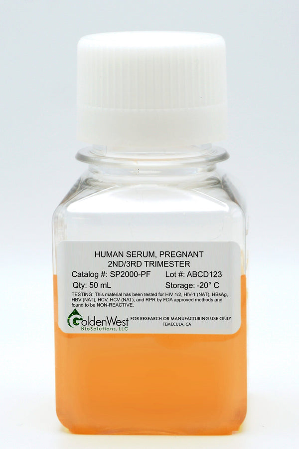 Golden West BioSolutions, LLC Human Blood Product Human Serum, Pooled, Pregnant 2nd/3rd Trimester SP2000-PF