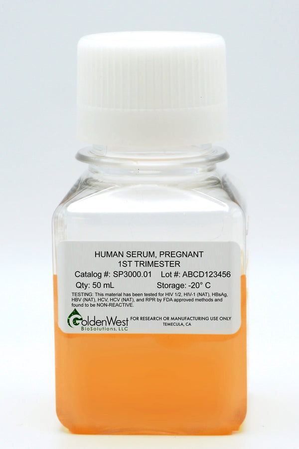 Golden West BioSolutions, LLC Human Serum Products Human Serum, Pregnant, 1st Trimester, Individual Donor SP3000.01