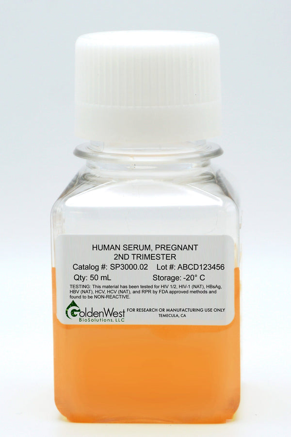 Golden West BioSolutions, LLC Human Serum Products Human Serum, Pregnant, 2nd Trimester, Individual Donor SP3000.02