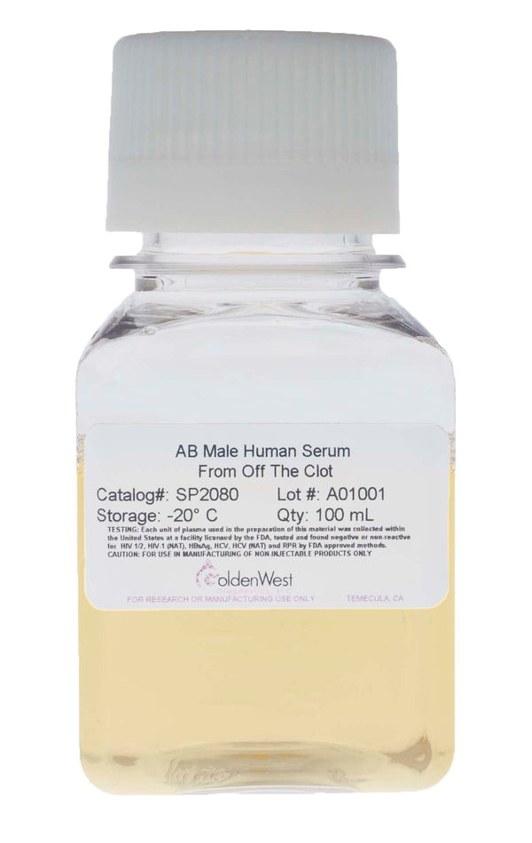 Golden West Diagnostics, LLC Tissue Culture AB Male Human Serum From Off The Clot SP2080